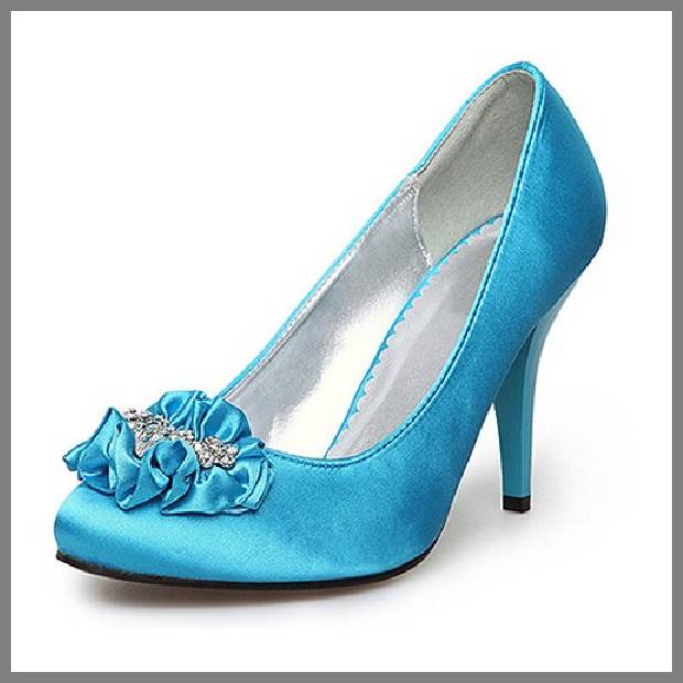 Blue high heel wedding shoes image
