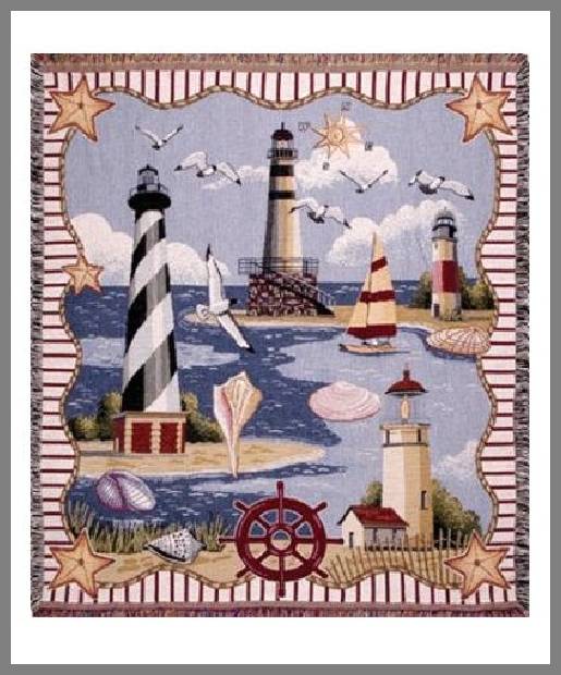 Lighthouse throw blankets