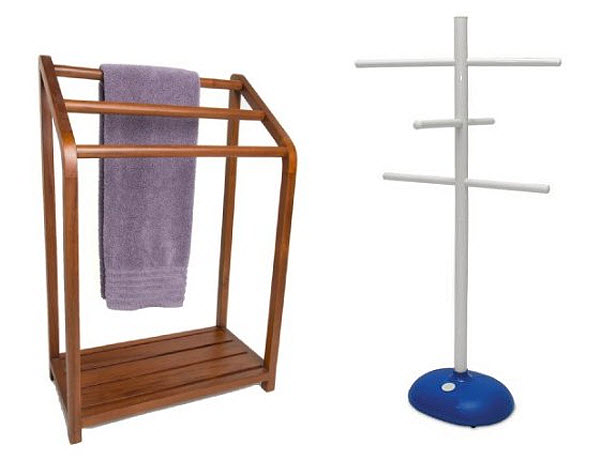 Outdoor towel rack for swimming pool