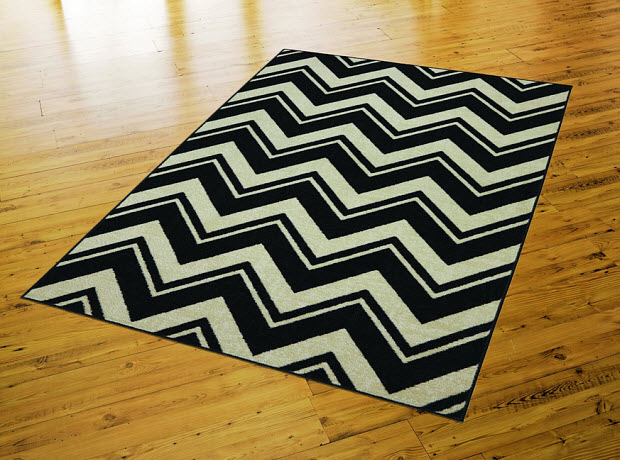 Black and white chevron rug