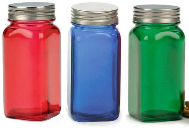Colored glass jars with lids