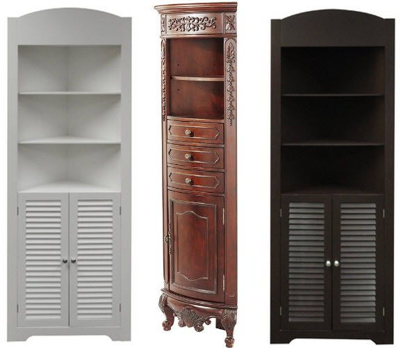 Corner linen storage cabinet