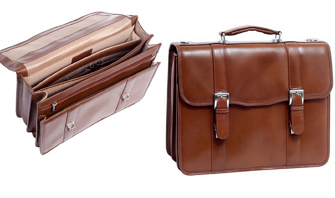Mens leather laptop briefcase