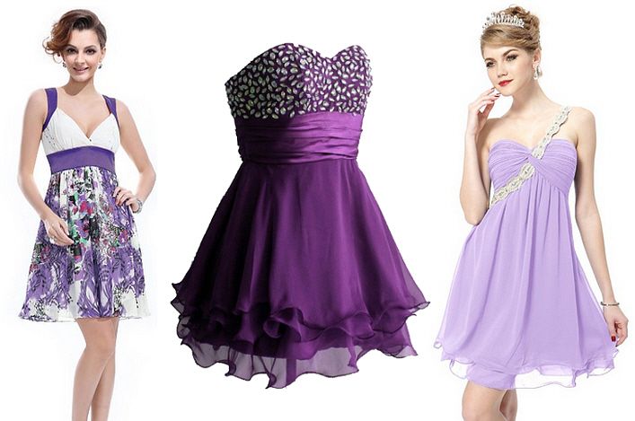 Purple chiffon cocktail dresses