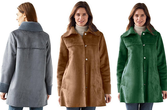 Plus-size faux shearling coats