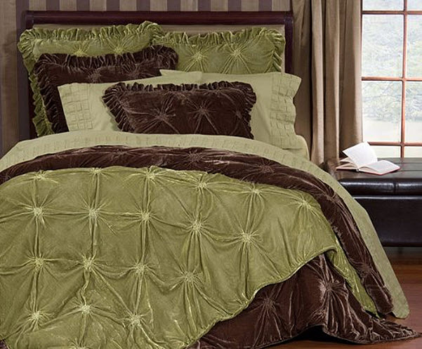 Green velvet bedspread