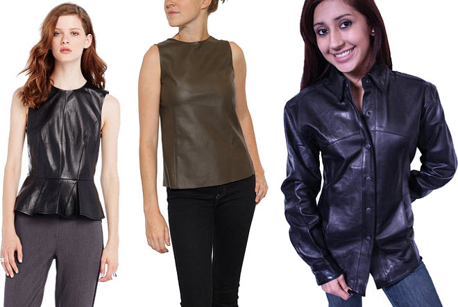 womens leather shirts